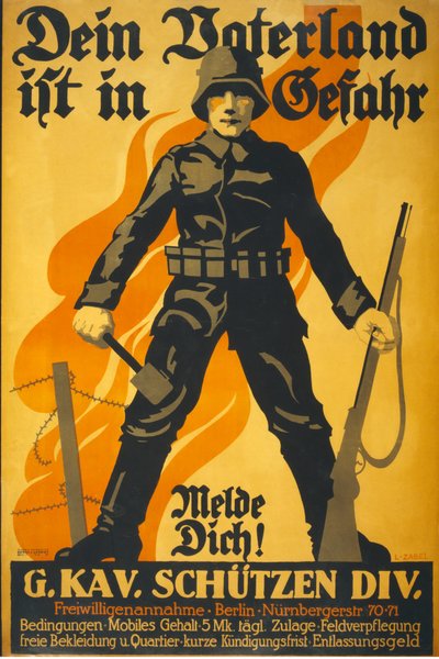 Dein Vaterland ist in Gefahr, melde dich!, veröffentlicht 1918 von Lucian Zabel